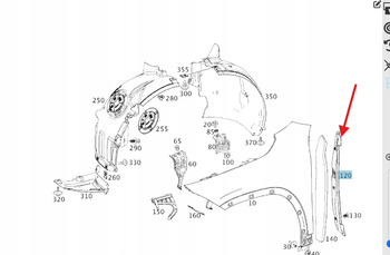 PRAWA OSŁONA ZAŚLEPKA BŁOTNIKA MERCEDES B klasa W247 OE A2478890500