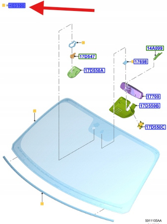 SZYBA PRZÓD FORD MUSTANG MK6 2015- 2018 OE 2187404 _ FR3B-6303100-GF