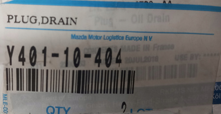 Korek spustu olejowego - Mazda 2 DE Mazda 3 BL BK_Y40110404