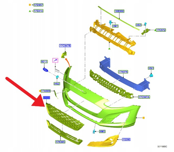 KRATKA CHŁODNICY GRILL PRZÓD FORD FOCUS 2018- OE 2303857 _ JX7B-8200-VA5YZ9