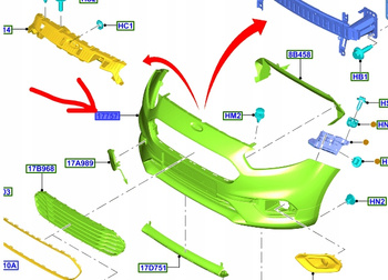 ZDERZAK PRZEDNI FORD TRANSIT COURIER 2018-2023 2261624 _ PJT76-17757-CCPRAA