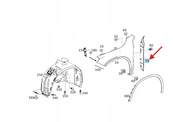 WYGŁUSZENIE OSŁONA BŁOTNIKA PRZÓD LEWA MERCEDES GLA W156 OE A1568890125