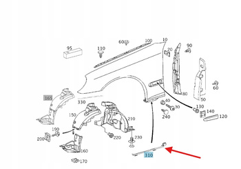 USZCZELKA BŁOTNIKA LEWY PRZÓD MERCEDES CLK W209 OE A2096980798