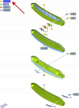 GRILL ATRAPA ZDERZAKA PRZÓD FORD MUSTANG 2019- 2402193 _ LR3J-8200-AB5FM6