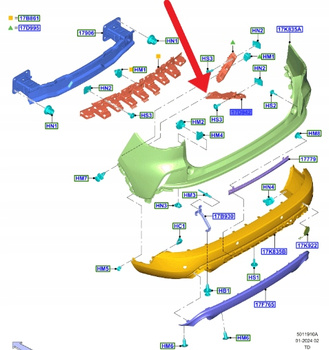 ŚLIZG UCHWYT ZDERZAKA LEWY TYŁ FORD KUGA 2020- 2509278 _ LV4B-17E851-DF