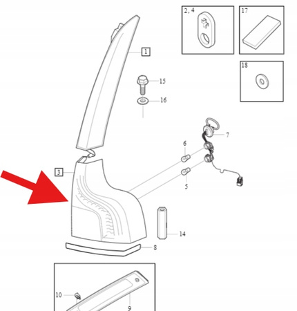 LAMPA TYLNA LEWA LED VOLVO XC90 2012- OE 31335506