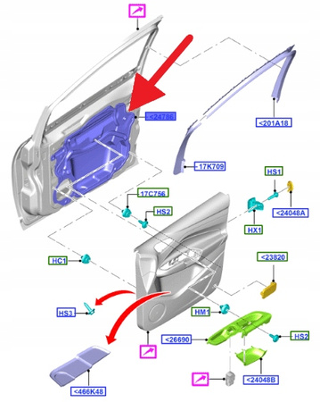 WYGŁUSZENIE DRZWI LEWY PRZÓD FORD C-MAX 2010- 1805419 _ AM51-U237A05-AJ
