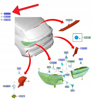 LAMPA PRAWY TYŁ WEWNĘTRZNA FORD KUGA 2020- 2593808 _ LV4B-13A602-AN
