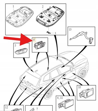 LAMPKA PODSUFITKI LEWA BLOND VOLVO S60 V60 XC60 2018- OE 31699261