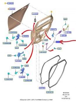 LINKA OTWIERANIA DRZWI LEWY TYŁ FORD FOCUS Mk3 2194638 _ BM51-A247B51-AM