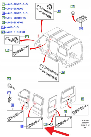 WKŁADKA ZAMKA DRZWI PRAWY TYŁ FORD TRANSIT 2000- 4060640 _ YC15-V220K51-CA
