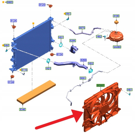 WENTYLATOR CHŁODNICY FORD KUGA ESCAPE 2020- 2421571 _ LX61-8C607-BC