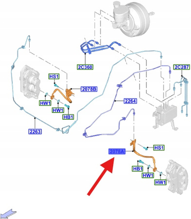 PRZEWÓD HAMULCOWY LEWY PRZÓD FORD MUSTANG 2017- 2760892 _ JR33-2B557-GF
