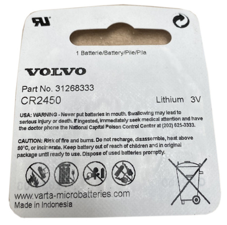 VOLVO C30 C70 S40 V50 bateria pilota kluczyka OE