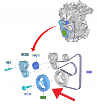 KOŁO PASOWE WAŁU KORBOWEGO 1.5L ECOBOOST KUGA 2020- 2569775 _ PV4E-6316-AA