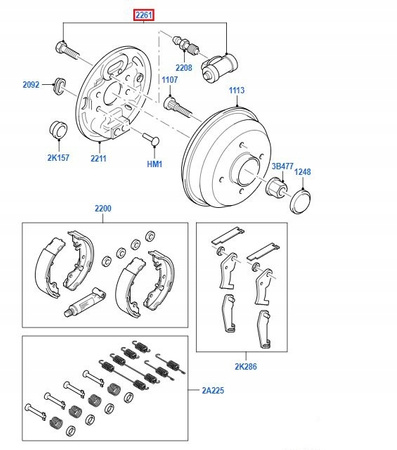 CYLINDEREK HAMULCA TYLNEGO FORD FIESTA FUSION PUMA _ 1522960 _ 2S61-2261-AB