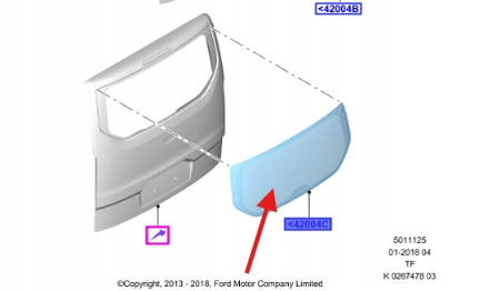 SZYBA OKNO TYLNE FORD TRANSIT CUSTOM 2012- 2554653 _ JK21-B42004-AD