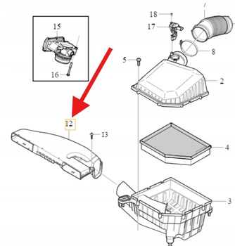 RURA DOLOT DO OBUDOWY FILTRA POWIETRZA VOLVO EX40 XC40 2018- OE 32222137