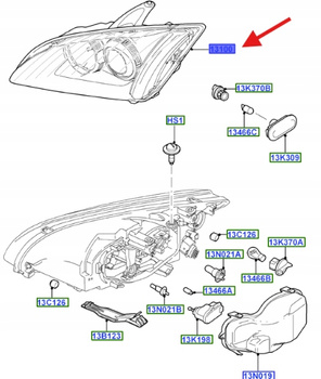 REFLEKTOR PRAWA STRONA FORD FOCUS MK2 2004- 1480983 _ 4M51-13099-GC