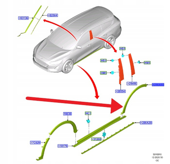 LISTWA BŁOTNIKA LEWY TYŁ FOCUS HATCHBACK 2018- OE 2472079 _ JX7B-286D03-AE