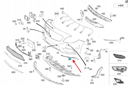 LISTWA ZDERZAKA DOLNA PRAWA MERCEDES CLA AMG W117 OE A1178851422