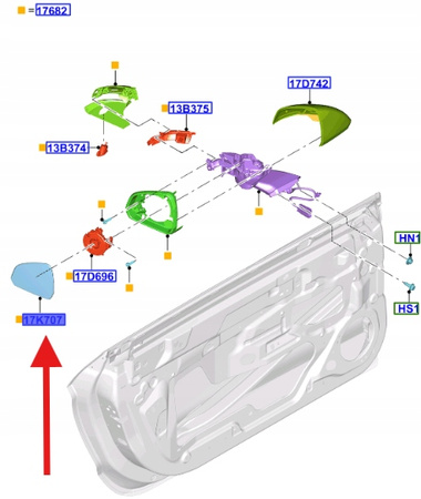 WKŁAD LUSTERKA LEWE FORD MUSTANG 2015- OE 5286161 _ FR3B-17T675-AA