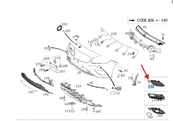 LEWA KRATKA ZAŚLEPKA ZDERZAKA PRZÓD MERCEDES A klasa W176 OE A1768851322