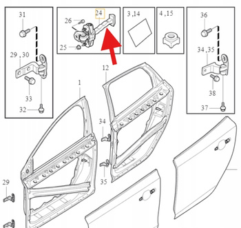OGRANICZNIK DRZWI LEWY PRAWY PRZÓD VOLVO V40 2013- OE 31299810