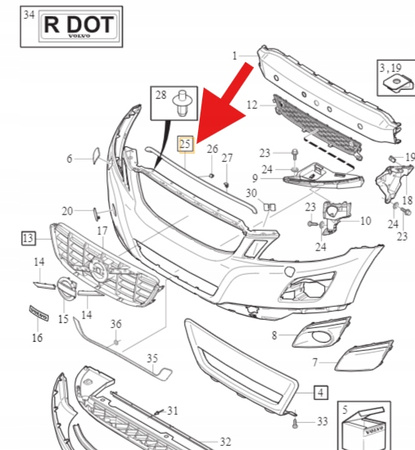 LISTWA MASKI CHROM MATOWA VOLVO XC60 2009- OE 31323085
