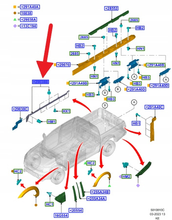 PRAWA LISTWA BURTY PAKI FORD RANGER 2017- OE 2291688 _ EB3B-26291C20-FB