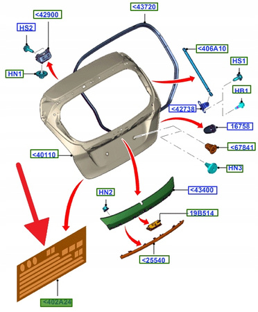 TAŚMA PRZYLEPNA DWUSTRONNA KLAPY FORD FIESTA 08- 1821272 _ 8A61-A402A24-AA