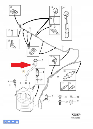 Rura wlewu płynu do spryskiwaczy Volvo OE 30784333