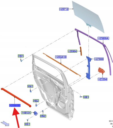 USZCZELKA SZYBY DRZWI LEWA SMAX GALAXY 2015- OE 1914142 _ EM2B-R25861-AC