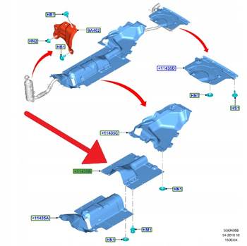 OSŁONA TERMICZNA WYDECHU FORD FOCUS 2018- OE 2309686 _ JX6B-R114B04-AD