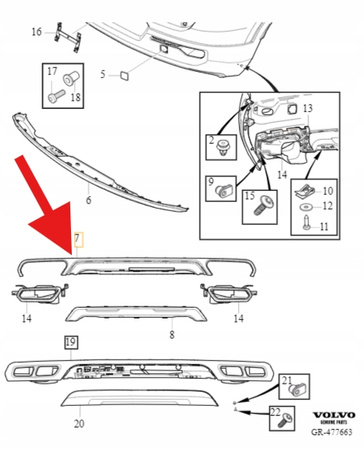 SPOILER DYFUZOR ZDERZAKA TYŁ VOLVO XC40 EX40 2018- OE 31407965