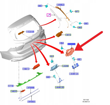 ZAMEK KLAPY TYŁ KUGA MONDEO S-MAX FOCUS KOMBI 18- 2199411 _ DS7A-N442A66-BE