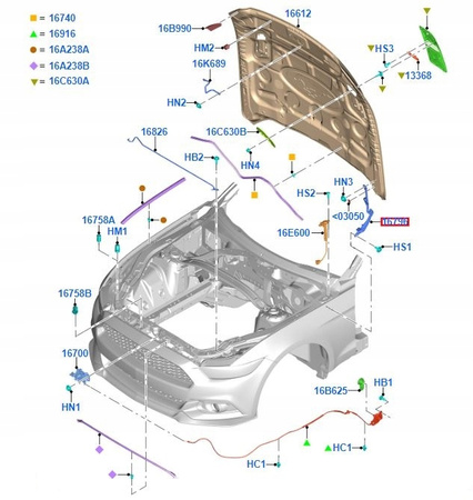 ZAWIAS MASKI LEWY FORD MUSTANG Mk6 2017-_2570140_JR3B-16801-BB