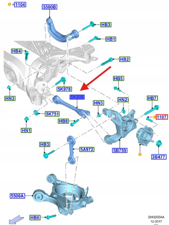 WAHACZ DOLNY TYŁ FORD MUSTANG MK6 2015- 2.3L OE 5299859 _ FR3C-5K898-AC