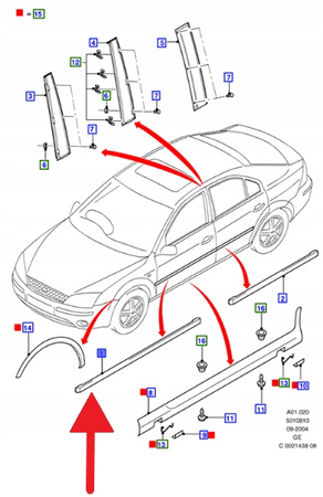 LISTWA PRZEDNICH DRZWI FORD MONDEO 2000- OE 1455553 _ 1S71-F20938-ACJAHC