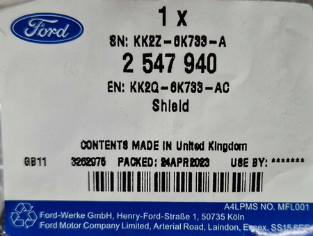 OSŁONA TERMICZNA TURBO FORD TRANSIT Mk7 Mk8 CUSTOM 12-_2547940_KK2Q-6K733-AC