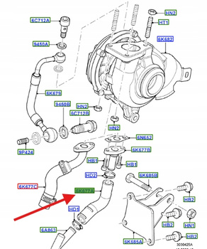 PRZEWÓD POWRÓT OLEJU TURBINY FORD 2.0 TDCi 1251189 _ 3M5Q-6K677-CA