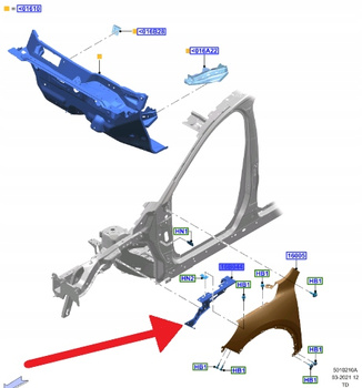 WZMOCNIENIE BŁOTNIKA LEWY PRZÓD FORD KUGA 2020- 2577406 _ LV4B-S16B045-SA