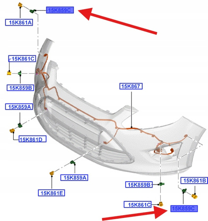 CZUJNIK PARKOWANIA SKRAJNY PRZÓD FOCUS KUGA 12- 2489139 _ LT1T-15C868-AA