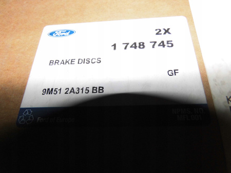 TARCZE HAMULCOWE TYŁ 2szt FORD FOCUS Mk2 C-MAX _1748745_9M51-2A315-BB