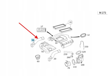 PRAWY DOLOT PRZEWÓD POWIETRZA SILNIKA M273 MERCEDES W216 S W221 A2730900282