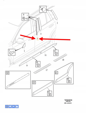 PIONOWA LISTWA OZDOBNA DRZWI LEWY PRZÓD VOLVO XC90 2016- OEM/OE 31688691