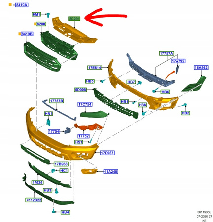 OSŁONA PASA PRZEDNIEGO FORD RANGER Mk5 2019- OE 2356606 _ JB3B-8C291-AD 