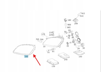 USZCZELKA LAMPY PRAWY PRZÓD MERCEDES ML W164 OE A164826089164