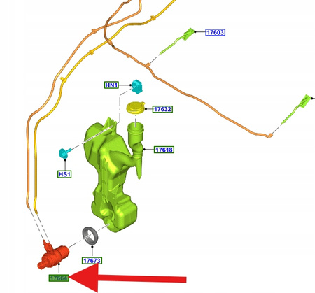 POMPKA SPRYSKIWACZY SZYBY FORD PUMA FIESTA 17- 2691825 _ H1BB-17664-AD