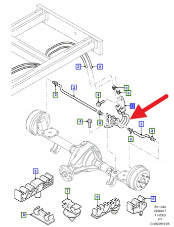 PRZEWÓD HAMULCOWY PRAWY TYŁ FORD TRANSIT 2003- 06 4519465 _ 3C11-2282-AA